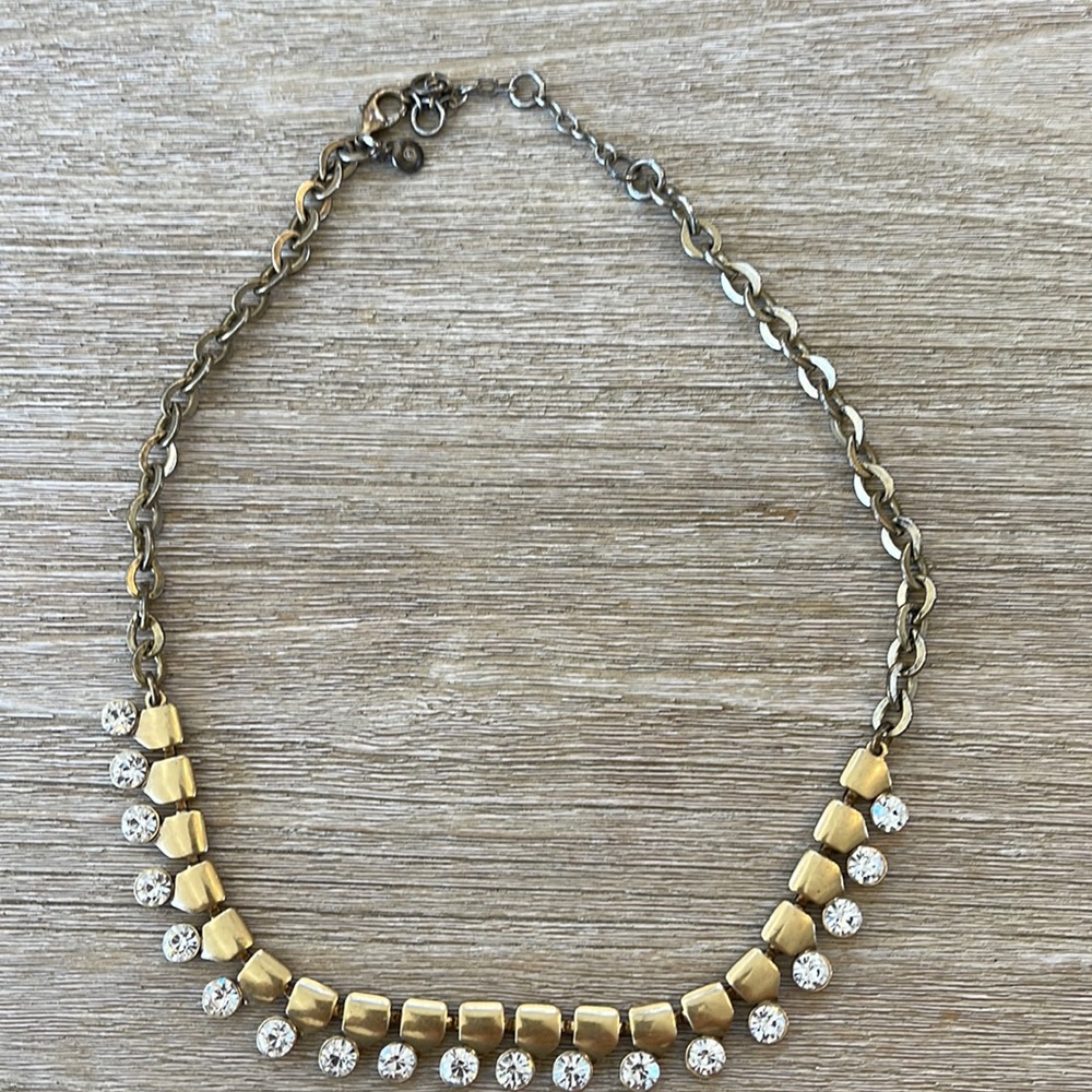 J. Crew brass necklace with crystals